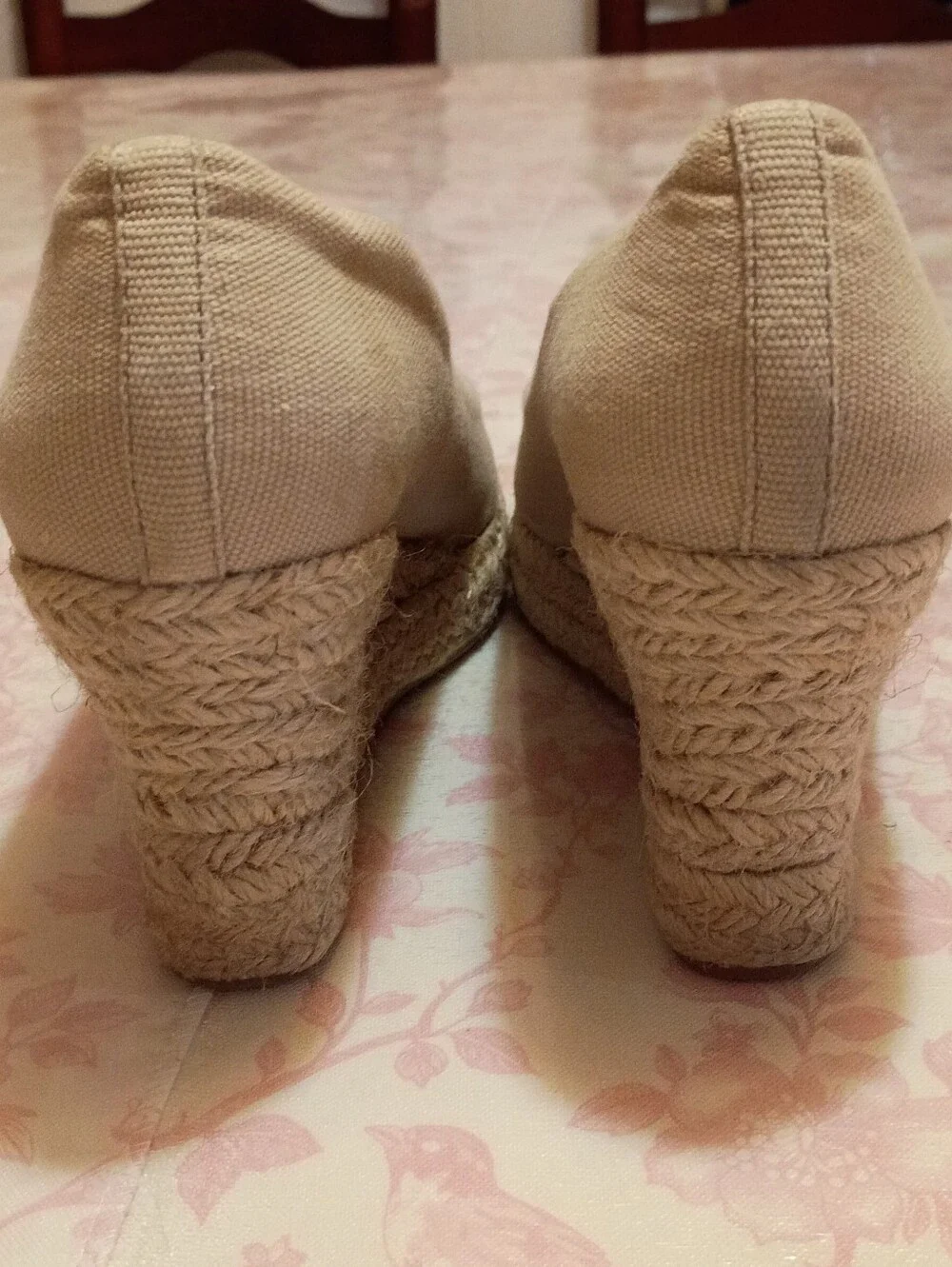 J. Crew Beige Canvas Espadrille Wedges
